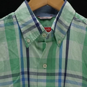 IZOD LONG SLEEVE SHIRT GREEN WHITE BLUE PLAID BUTTON DOWN MENS SIZE S SMALL - Picture 1 of 5