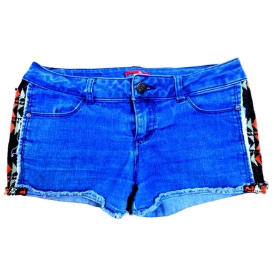 Pantalones Cortos Bongo Juniors Denim Estampado Azteca Corte Talla 3 Dobladillo Deshilachado Foto 1 de 4