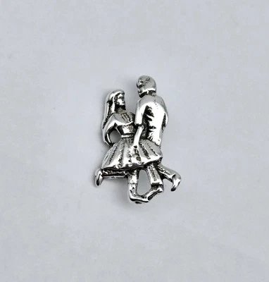 Colgante de plata esterlina con dije de viaje para pareja de baile rural línea swing vintage Foto 1 de 3