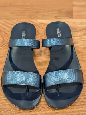 Sandalia Melissa Love Lip Sparkle AD Slide para mujer talla 10 azul medianoche  Foto 1 de 4