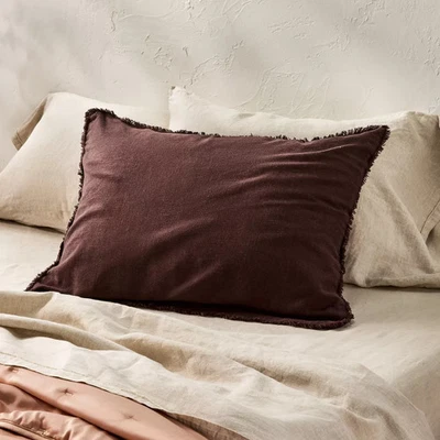 Standard Heavyweight Linen Blend Comforter Sham Dark Fig - Casaluna - Image 1 of 3
