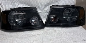 Headlights Assembly Compatible with 04-08 F-150/06-08 Mark LT, Black Amber, HL-O - Picture 1 of 5