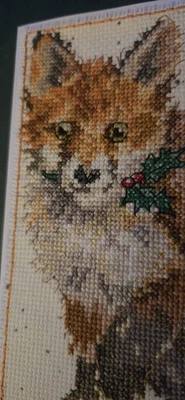 Completed cross Stitch Card. Fox - Image 1 of 3