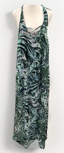 Jennifer Lopez JLO Long Dress 16W Halter Neck Green Tropical Beach Cruise Palms - Picture 1 of 20