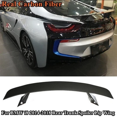 For BMW i8 2014-2018 Real Carbon Fiber Rear Trunk Spoiler Lip Wing Trim Bodykits - Image 1 of 4