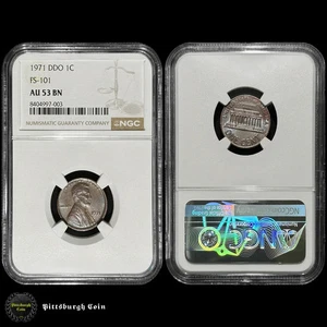1971 1C Lincoln Memorial Cent DDO FS-101 Variety NGC AU53 BN - Picture 1 of 2