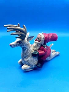 Volkskunst Weihnachtsmann und Rentier Löwe R. Smith Midwest Cannon Falls nummeriert limitiert - Bild 1 von 7