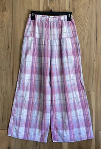 Urban Outfitters Plaid Women's M Seersucker Pants Pull Up Elastic Waist Pockets - Picture 1 of 8