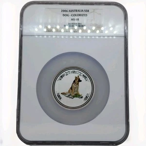 2006 Australia $8 Perth Mint Lunar Series I Year of the Dog 5oz Silver NGC MS68 - Picture 1 of 4