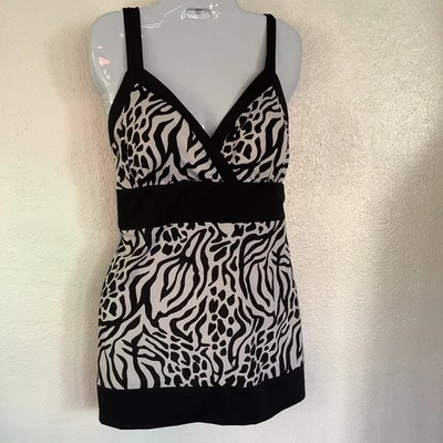 Camiseta sin mangas I.N.C para mujer Y2K Babydoll talla XL negra tropical preppy gótica Foto 1 de 4