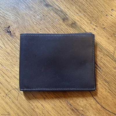 Cartera de cuero para hombre Bosca Saddler 8 bolsillos doble pliegue marrón oscuro cuero italiano  Foto 1 de 4