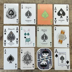 12 Single Swap Playing Cards Ace of Spades Lot Collect Trade Craft - Picture 1 of 5