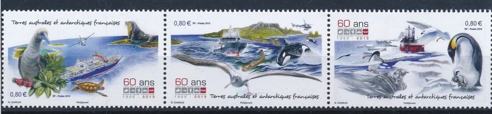 TAAF 2015 - 60 Aniversario de la Franja del Territorio Antártico Francés de 3 - MNH Foto 1 de 1