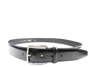 Ceinture Homme Cuir Noir Fin Brillant Meilleure Qualité Élégance Gala Made Italy - Imagen 1 de 5