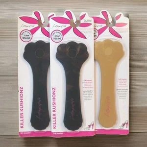 Foot Petals Killer Kushionz LOT of 3 ~3/4 Insoles 2 Black + 1 Nude NEW - Picture 1 of 11