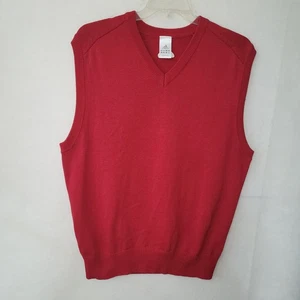 Adidas Mens Vest Sweater Sleeveless V Neck Red Medium Golf Casual Knit - Picture 1 of 9