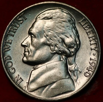 Uncirculated 1940 Philadelphia Mint Jefferson Nickel Not Silver - Image 1 of 2