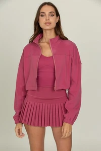 Gold Hinge Raspberry Cinched Zip-Up Jacket Cropped Size M Athleisure - Bild 1 von 10