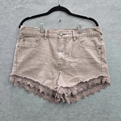 Pantalones Cortos Free People Mujer 29 Rosa Sarga Coquettecore Encaje 3" Entrepierna Foto 1 de 4
