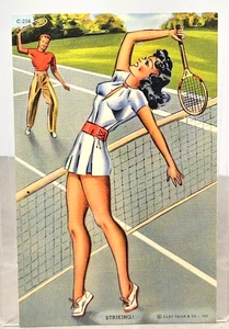 Original Curt Teich C. T. Streamline Sport Postkarte unbenutzt - Auffallend! - Tennis - Bild 1 von 2