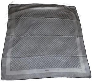 GUCCI Signature Square Silk Scarf, Navy 7 Grey, Interlocking GG Pattern, 34" - Picture 1 of 5