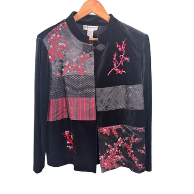 Chaqueta Dressbarn Mujer Estilo Asiático Mujer Talla 1X Floral Patchwork Kimono Terciopelo Foto 1 de 4
