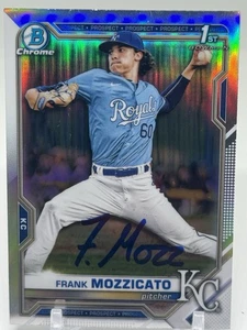 2021 Frank Mozzicato 1st Bowman Chrome Refractor BDC-95 KC Royals SIGNED - Picture 1 of 3