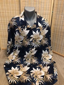 Royal Creations Hawaiian Button Up Shirt XL Rayon Sunset Orange Palm Trees Surf - Picture 1 of 8