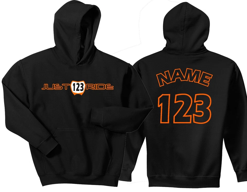 Sweat à capuche Just Ride Custom Number Plate MX MOTOCROSS YZF KTM CRF KXF - Photo 1/1