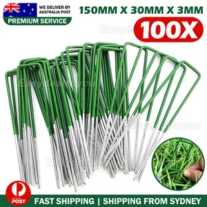 Primeturf Synthetic Artificial Grass Pins Fake Lawn Turf Weedmat U Pegs Plants N - Picture 1 of 11