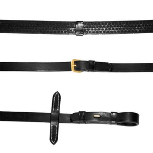 Leather & Rubber Grip Reins (Flat) - Black & Brown (Brass Fittings) - Picture 1 of 8