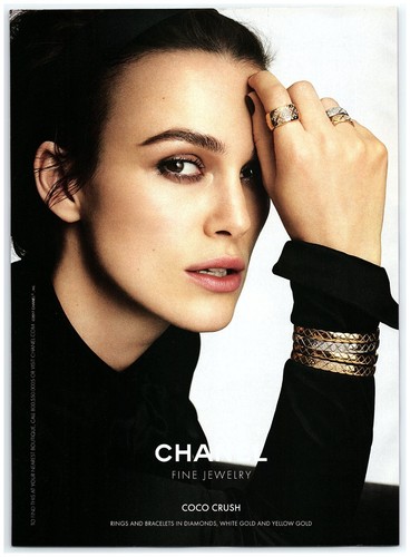 Pubblicità Stampa Gioielli Chanel 2017 Braccialetti Anelli Keira Knightley Coco Crush