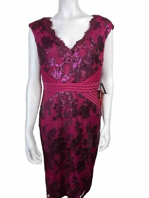 Vestido Adrianna Papell Cuentas Lentejuelas Vaina Pintucked Jersey Mujer’s TALLA 12 NUEVO CON ETIQUETAS Foto 1 de 4