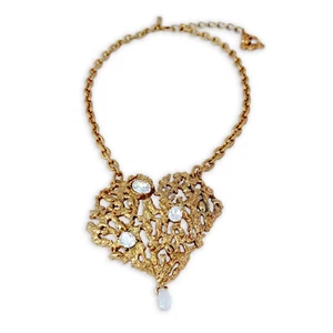 Collana Oscar de la Renta ispirata al corallo placcata oro 22k con cristalli austriaci - Foto 1 di 11