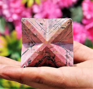 70 mm natürlicher rosa Rhodonit metaphysische Aura Kraft Geist Stein Stern Merkaba - Bild 1 von 10