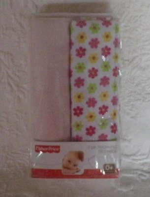 Fisher Price 2 Pack Receiving Blankets Pink Flowers Girl New - Image 1 of 4