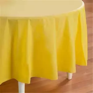 Creative Converting 192925 Mimosa- Light Yellow Round Plastic Tablecover - Picture 1 of 1