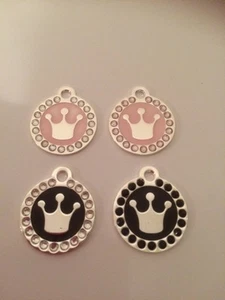 Rosa Prinzessin / Prinzkrone graviertes Haustieretikett / Scheibe mit Diamanten - Katze / Hund - Bild 1 von 12