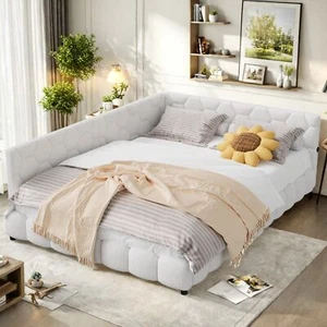 Sofabett 140x200cm Polsterbett Doppelbett Tagesbett Bettgestell Gästebett Weiß - Bild 1 von 12