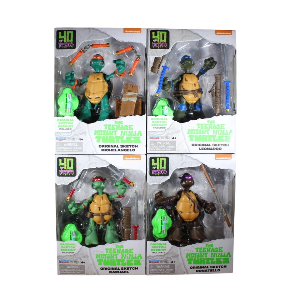 Playmates TMNT Teenage Mutant Ninja Turtles Original Sketch 40th Set Lot Figures - Image 1 of 4