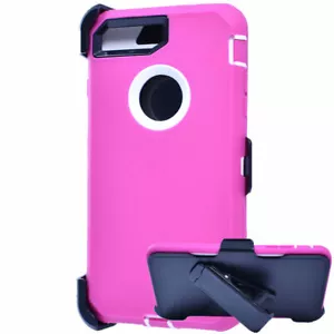 For iPhone 7 8 Plus Case With (Belt Clip Fits Otterbox Defender) Pink-White - Picture 1 of 3