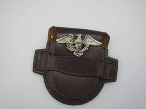 c783 NEW Brown Leather Fold Closure Belt Pocket Watch Holder with Eagle - Picture 1 of 5