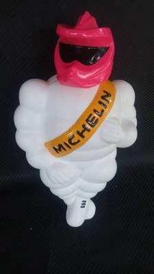 12" Michelin Man Bibendum Tire Figure Doll Pink Motocross Helmet Light Adventise - Image 1 of 4