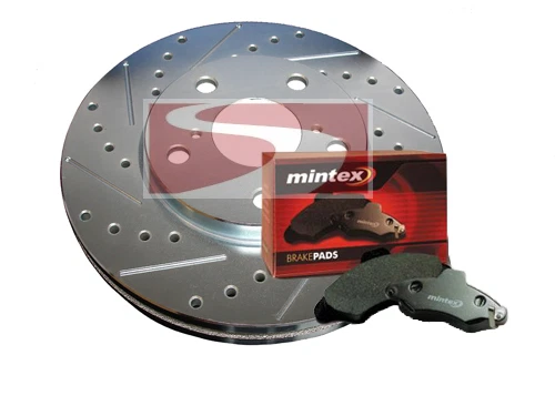 Rotores de freno de ranura de taladro trasero y pastillas MINTEX para Audi S4 S6 92-97 Foto 1 de 1