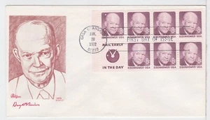TurtlesTradingPost- Dwight D Eisenhower- 1972 FDC #1395d- Booklet Pane Bazaar - Picture 1 of 1