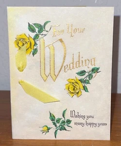 Vintage 50er Jahre "Für Ihre Hochzeit" Pergament Grußkarte ~ gebraucht ~ 5,25 "x 4,25" - Bild 1 von 3