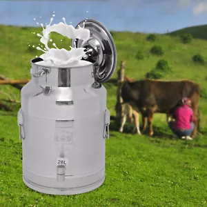 Edelstahl Milchkanne Weinfass Eimer Milchvorratsbehälter mit Wasserhahn 28L - Bild 1 von 17
