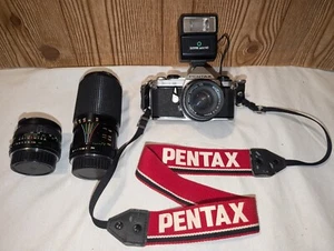Pentax ME Super 35mm SLR Camera Kit w/ 50mm, 28mm, & 200mm Lens Bundle - Picture 1 of 21