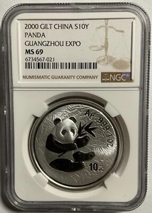 China 2000 1oz Silver Panda Coin - Guangzhou Coin Expo, NGC MS69 - Picture 1 of 2