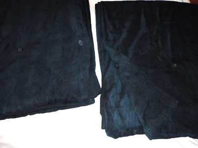 CROSCILL CHEVRON CHENILLE CLASSIC  NAVY BLUE BUTTON (PAIR) CURTAINS PANELS 44X92 - Image 1 of 4